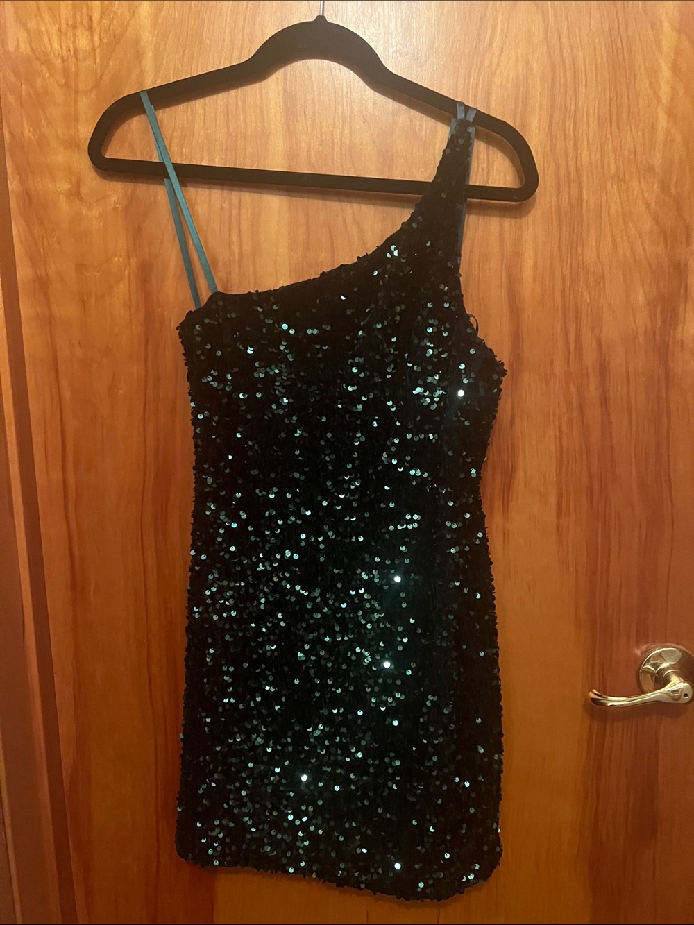 Francesca's Black Sequin Dress with Teal Accents